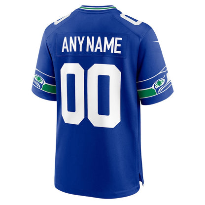 Seattle Seahawks Royal 50th Season Throwback Custom Game Jersey