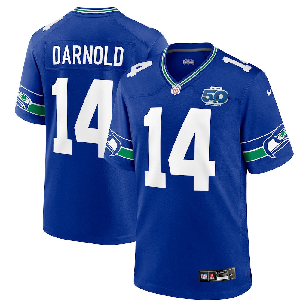 Seattle Seahawks Sam Darnold 14 Royal Alternate 50th Season Game Jersey