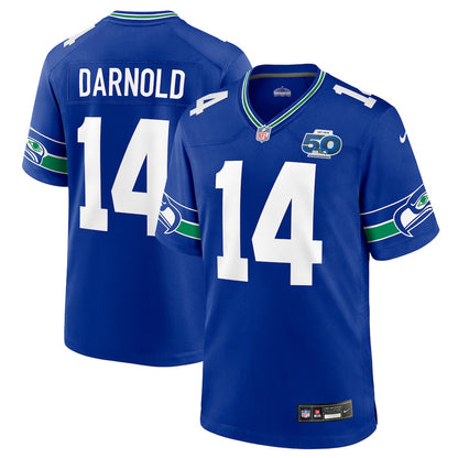 Seattle Seahawks Sam Darnold 14 Royal Alternate 50th Season Game Jersey