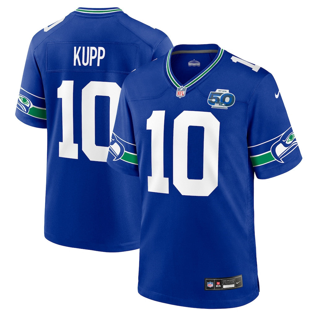 Seattle Seahawks Cooper Kupp 10 Royal Alternate 50th Season Game Jersey