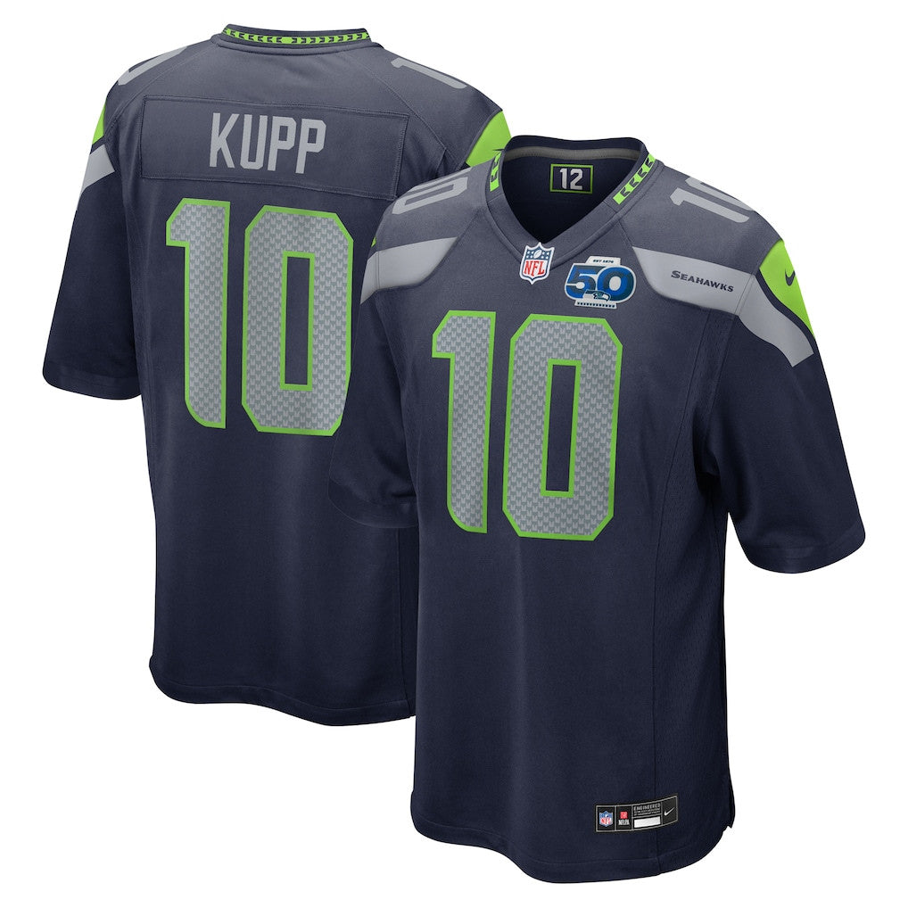 Seattle Seahawks Cooper Kupp 10 College Navy 50th Season Game Jersey