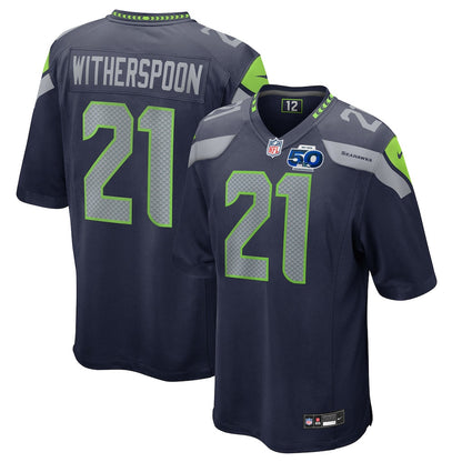 Devon Witherspoon 21Seattle Seahawks College Navy 50th Season Game Jersey