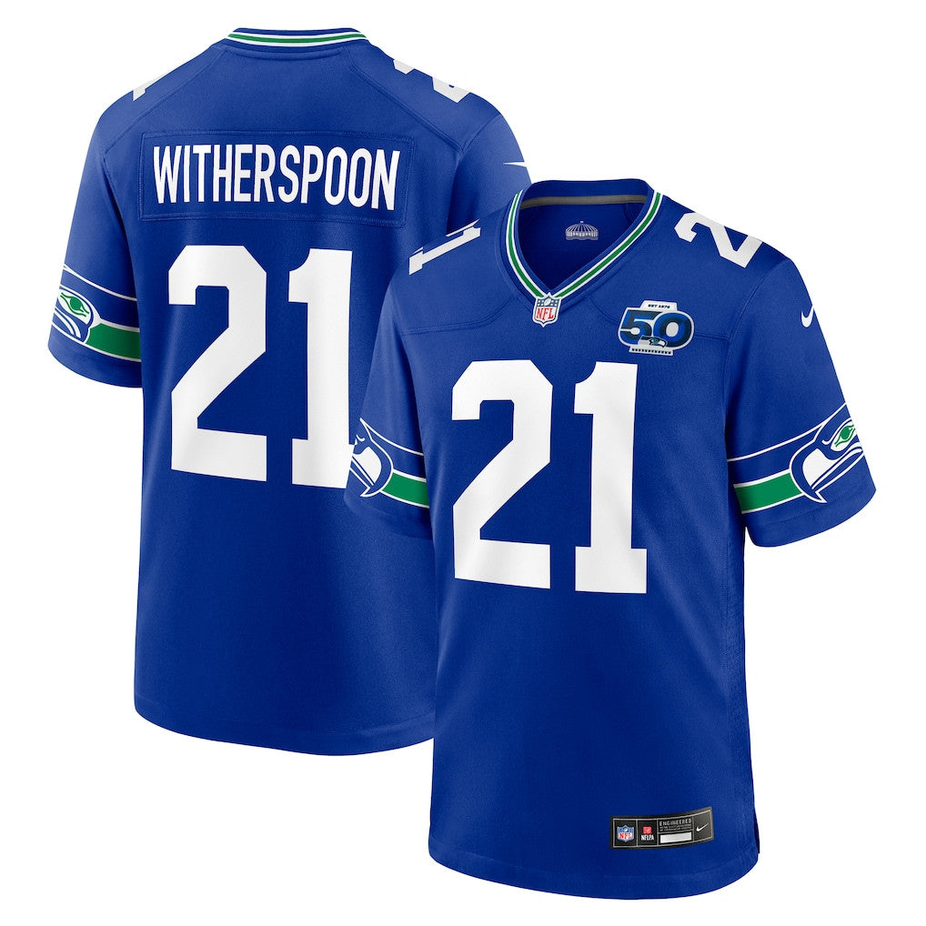 Devon Witherspoon 21 Seattle Seahawks Royal Alternate 50th Season Game Jersey