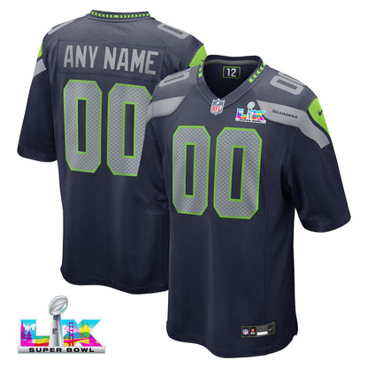 Seattle Seahawks 2026 Super Bowl LX Custom Game Jersey - College Navy