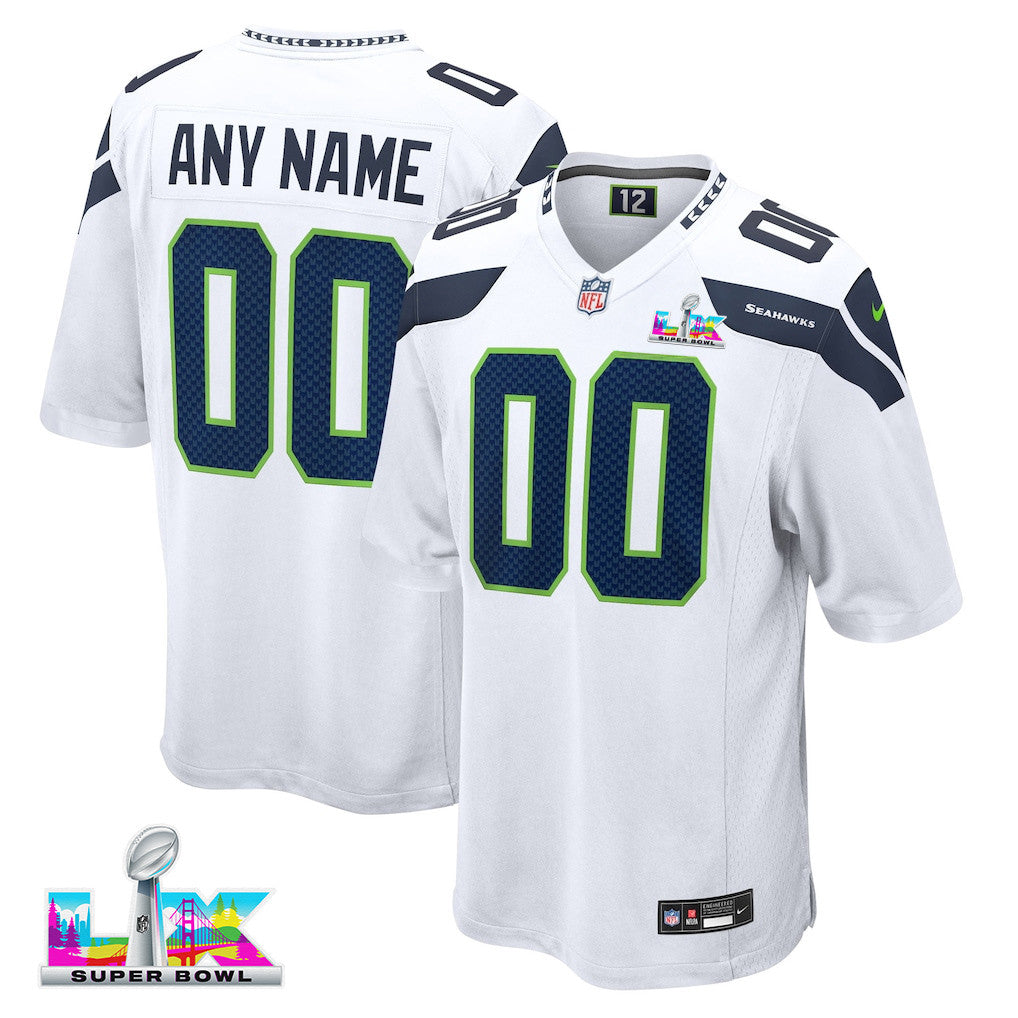 Seattle Seahawks 2026 Super Bowl LX Custom Game Jersey - White