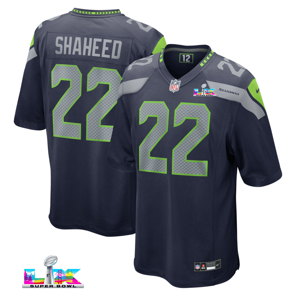 Rashid Shaheed 22 Seattle Seahawks 2026 Super Bowl LX Game Jersey - College Navy