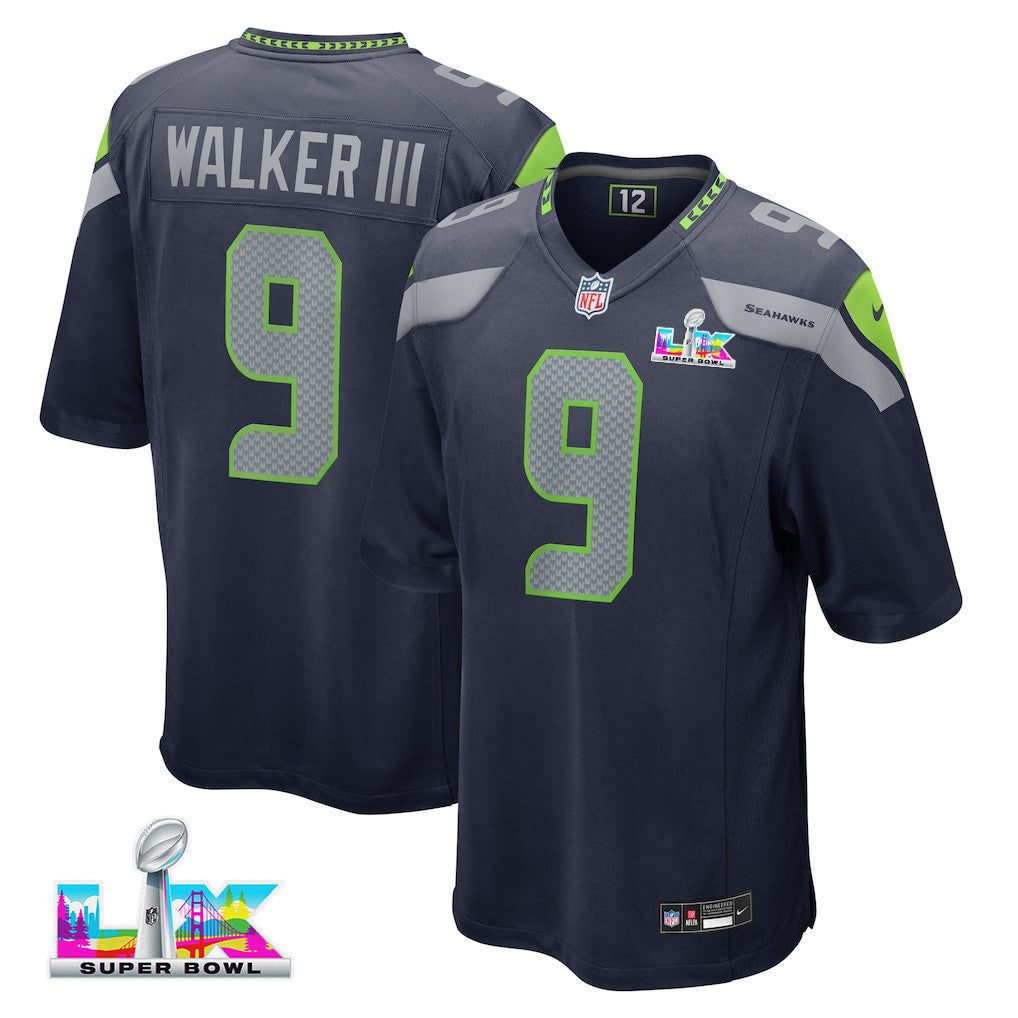 Kenneth Walker III 9 Seattle Seahawks 2026 Super Bowl LX Game Jersey - College Navy