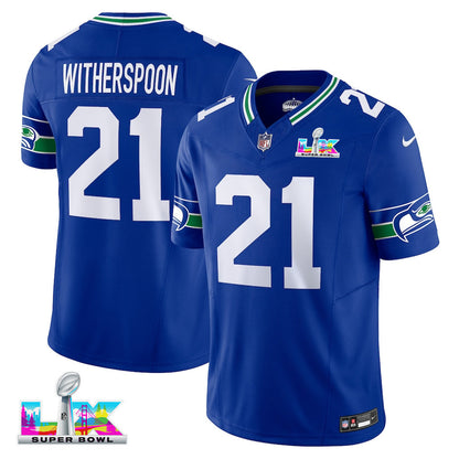 Devon Witherspoon 21 Seattle Seahawks 2026 Super Bowl LX Royal Alternate Vapor F.U.S.E. Limited Jersey