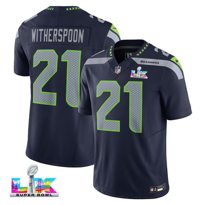 Devon Witherspoon 21 Seattle Seahawks 2026 Super Bowl LX Navy Vapor F.U.S.E. Limited Jersey
