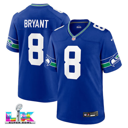 Coby Bryant 8 Seattle Seahawks 2026 Super Bowl LX Royal Throwback Player Game Jersey