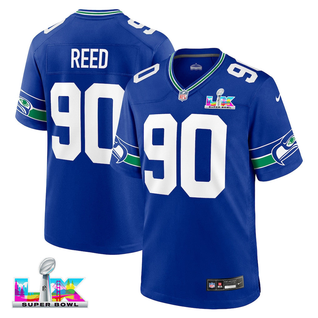Jarran Reed 90 Seattle Seahawks 2026 Super Bowl LX Royal Alternate Game Jersey
