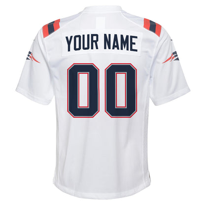 New England Patriots YOUTH 2026 Super Bowl LX Custom White Game Jersey