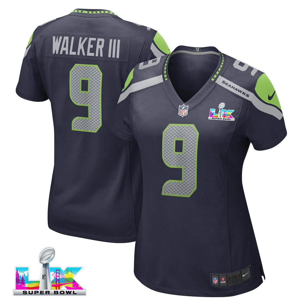 Kenneth Walker III 9 Seattle Seahawks 2026 Super Bowl LX - Women Navy Game Jersey