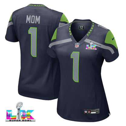 Number 1 Mom Seattle Seahawks 2026 Super Bowl LX - Women Navy Game Jersey