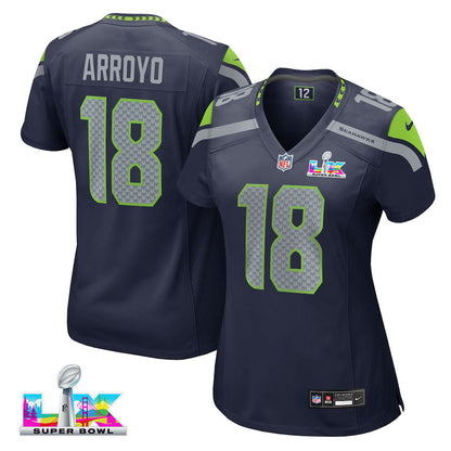 Elijah Arroyo 18 Seattle Seahawks 2026 Super Bowl LX - Women Navy Game Jersey