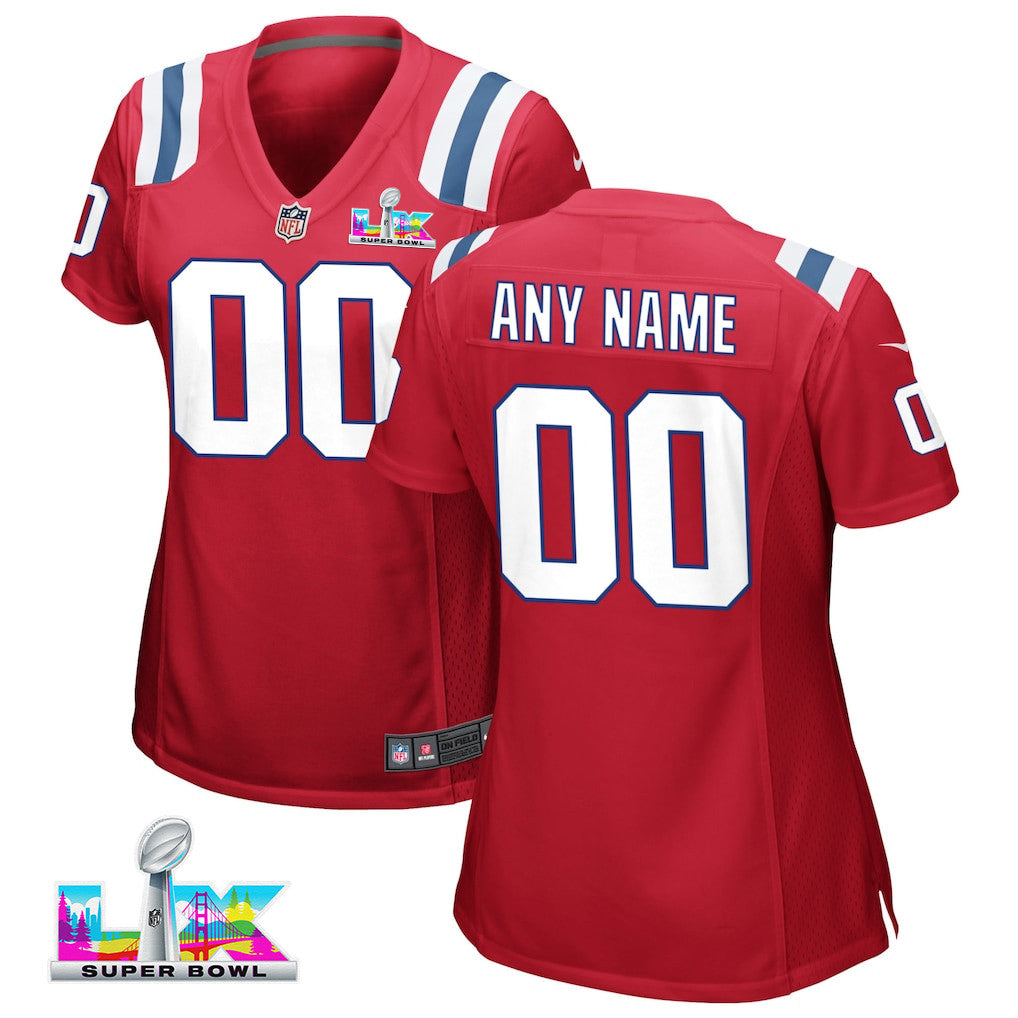 New England Patriots 2026 Super Bowl LX - Women's Custom Alternate Game Jersey - Red