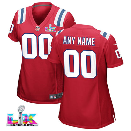 New England Patriots 2026 Super Bowl LX - Women's Custom Alternate Game Jersey - Red