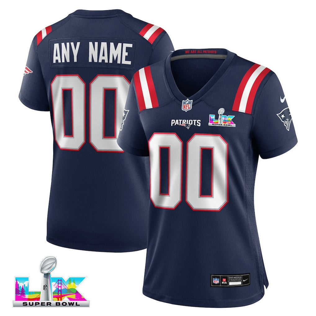 New England Patriots 2026 Super Bowl LX - Women's Custom Game Jersey - Navy