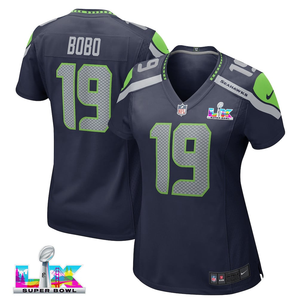 Jake Bobo 19 Seattle Seahawks 2026 Super Bowl LX - Women Game Jersey- Navy