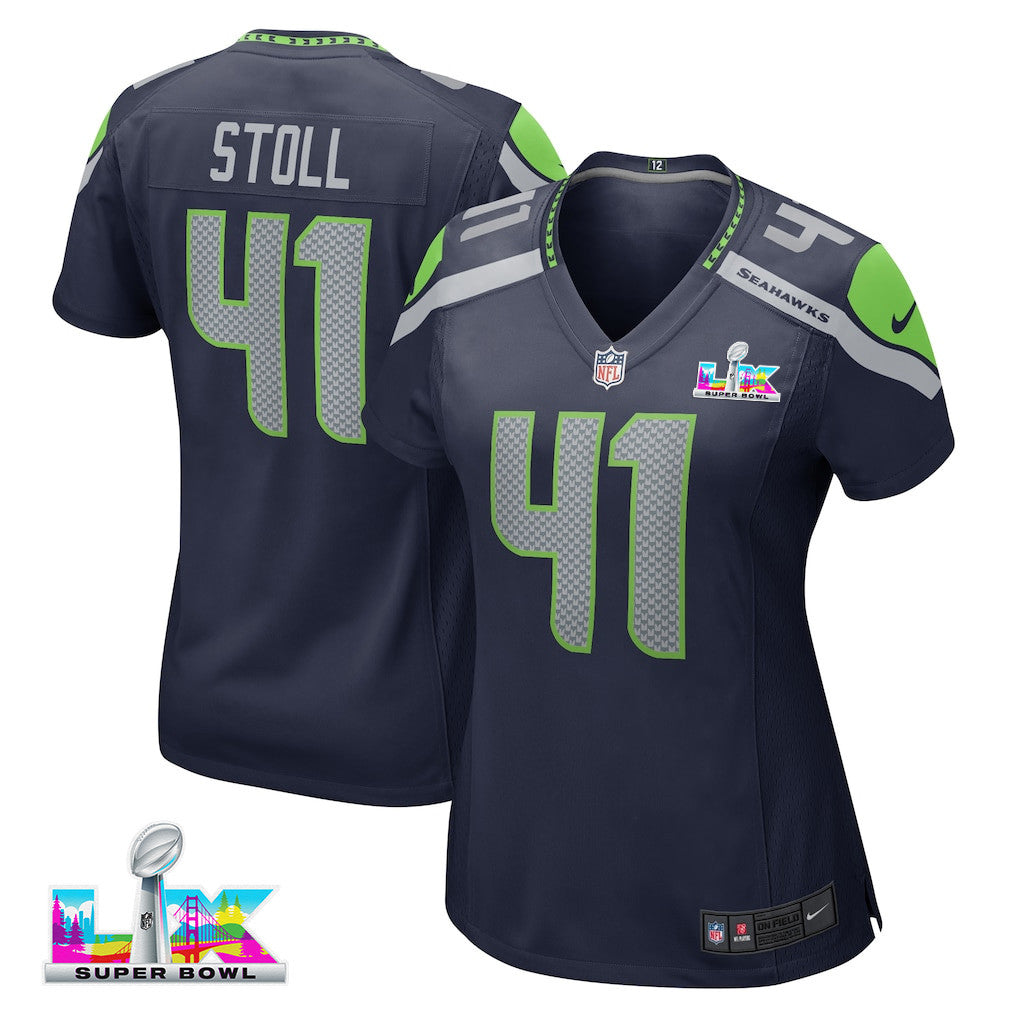 Chris Stoll 41 Seattle Seahawks 2026 Super Bowl LX - Women Navy Game Jersey