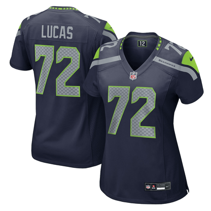 Abraham Lucas 72 Seattle Seahawks 2026 Super Bowl LX - Women Navy Game Jersey
