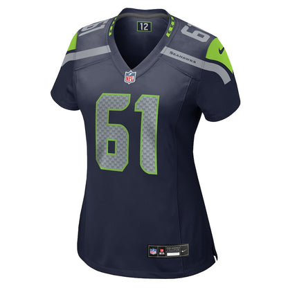 Jalen Sundell 61 Seattle Seahawks 2026 Super Bowl LX - Women Game Jersey - Navy
