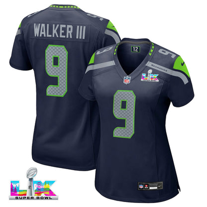 Kenneth Walker III 9 Seattle Seahawks 2026 Super Bowl LX - Women Game Jersey - Navy
