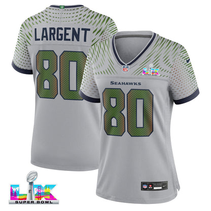 Steve Largent 80 Seattle Seahawks 2026 Super Bowl LX - Women Rivalries Game Jersey - Wolf Gray