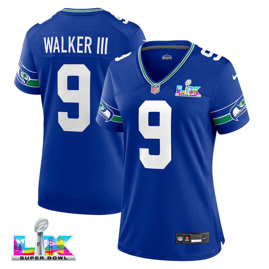 Kenneth Walker III 9 Seattle Seahawks 2026 Super Bowl LX - Women Royal Player Jersey