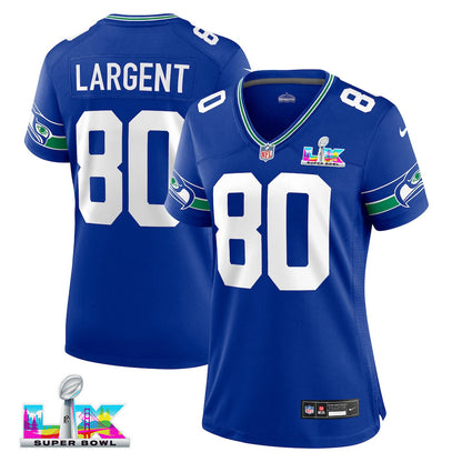 Steve Largent 80 Seattle Seahawks 2026 Super Bowl LX - Women Royal Player Jersey