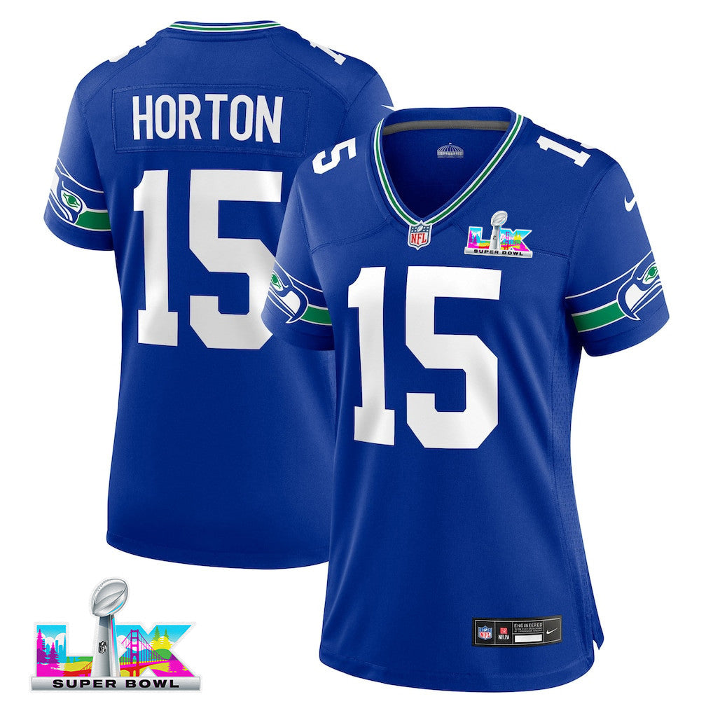 Tory Horton 15 Seattle Seahawks 2026 Super Bowl LX - Women Royal Player Jersey
