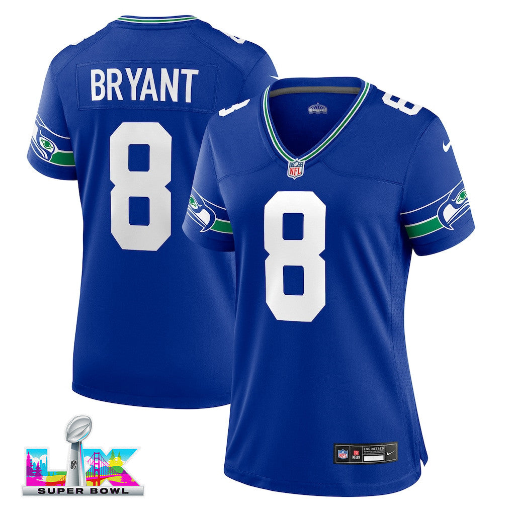 Coby Bryant 8 Seattle Seahawks 2026 Super Bowl LX - Women Royal Player Jersey