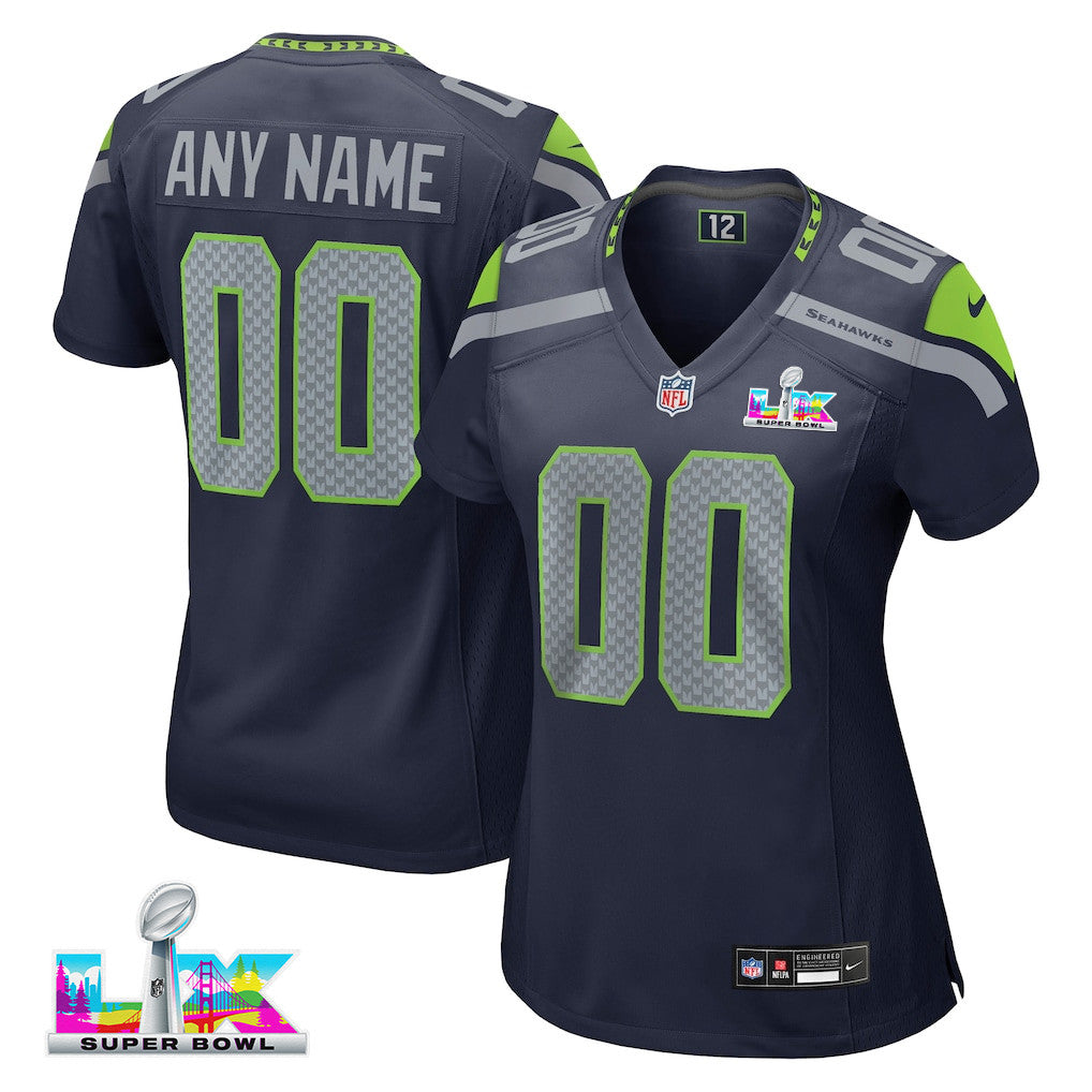Seattle Seahawks 2026 Super Bowl LX - Women's Custom Game Jersey - Navy