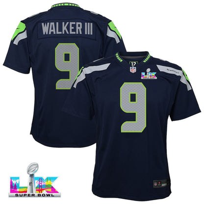 Kenneth Walker III 9 Seattle Seahawks YOUTH 2026 Super Bowl LX - Navy Game Jersey