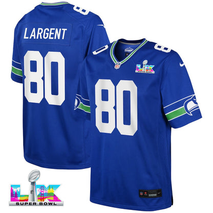 Steve Largent 80 Seattle Seahawks YOUTH 2026 Super Bowl LX - Royal Alternate Game Jersey