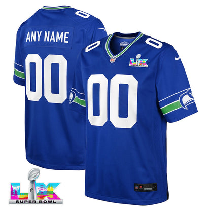 Seattle Seahawks YOUTH 2026 Super Bowl LX - Custom Alternate Game Jersey - Royal