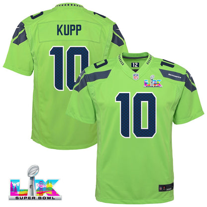 Seahawks Cooper 10 Seattle Seahawks YOUTH 2026 Super Bowl LX - Neon Green Game Jersey