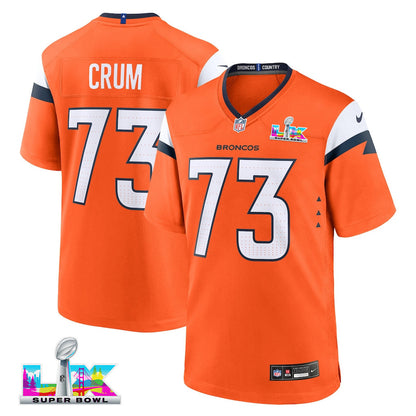 Frank Crum 73 Denver Broncos 2026 Super Bowl LX - Orange Team Game Jersey