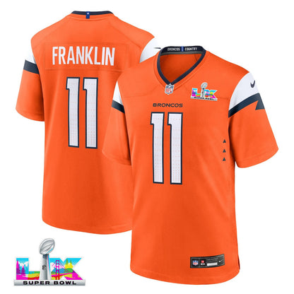 Troy Franklin 11 Denver Broncos 2026 Super Bowl LX - Orange Team Game Jersey