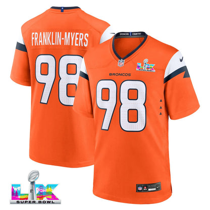 John Franklin-Myers 98 Denver Broncos 2026 Super Bowl LX - Orange Team Game Jersey