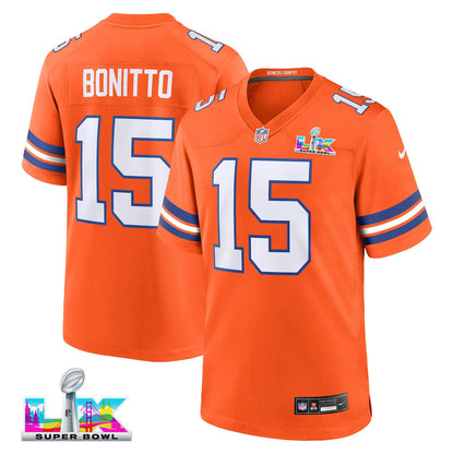 Nik Bonitto 15 Denver Broncos 2026 Super Bowl LX - Orange Team Game Jersey