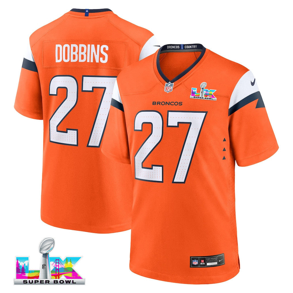 J.K. Dobbins 27 Denver Broncos 2026 Super Bowl LX - Orange Team Game Jersey
