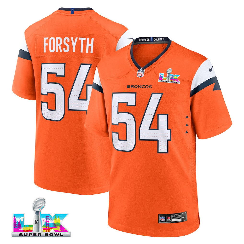 Alex Forsyth 54 Denver Broncos 2026 Super Bowl LX - Orange Team Game Jersey