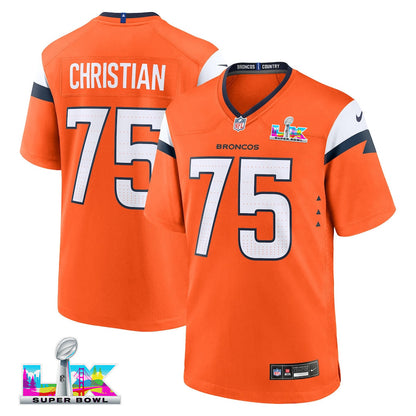 Geron Christian 75 Denver Broncos 2026 Super Bowl LX - Orange Team Game Jersey