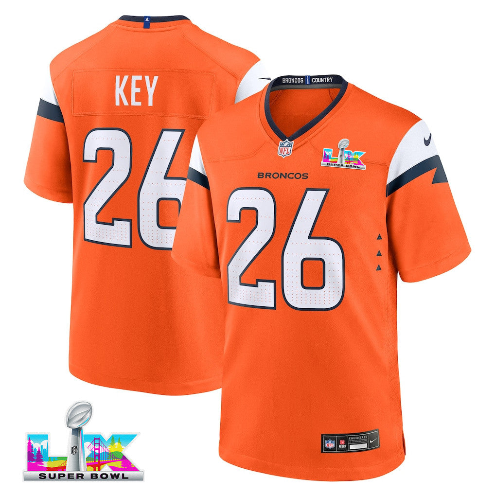 Devon Key 26 Denver Broncos 2026 Super Bowl LX - Orange Team Game Jersey