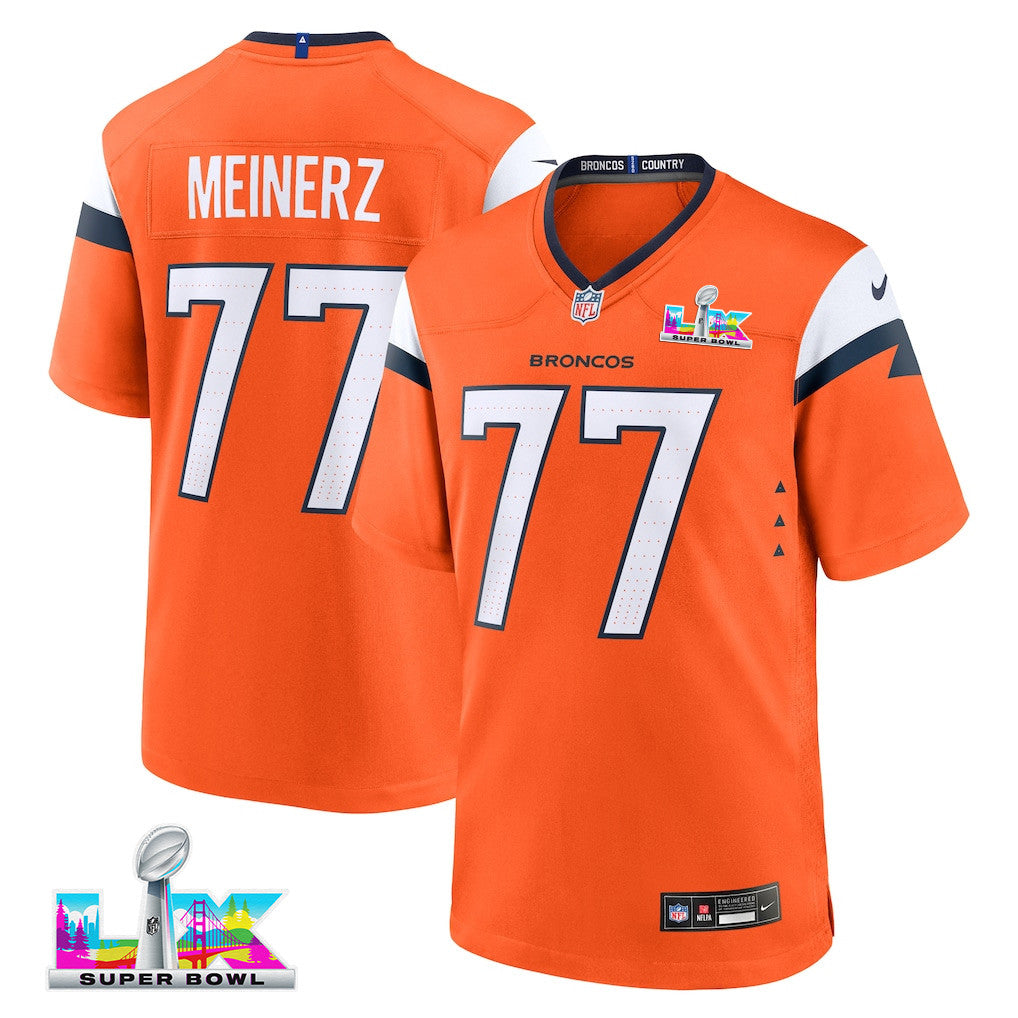 Quinn Meinerz 77 Denver Broncos 2026 Super Bowl LX - Orange Team Game Jersey