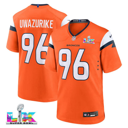 Eyioma Uwazurike 96 Denver Broncos 2026 Super Bowl LX - Orange Team Game Jersey