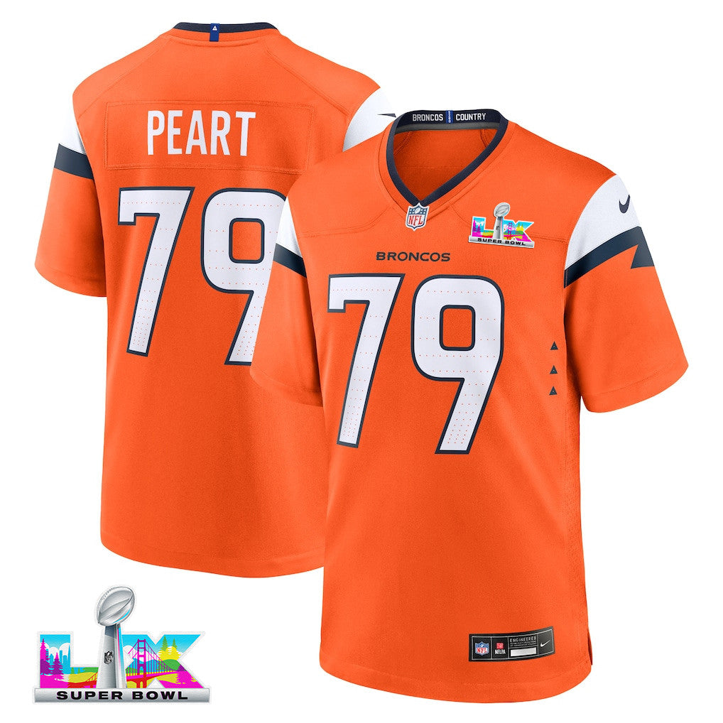 Matt Peart 79 Denver Broncos 2026 Super Bowl LX - Orange Team Game Jersey