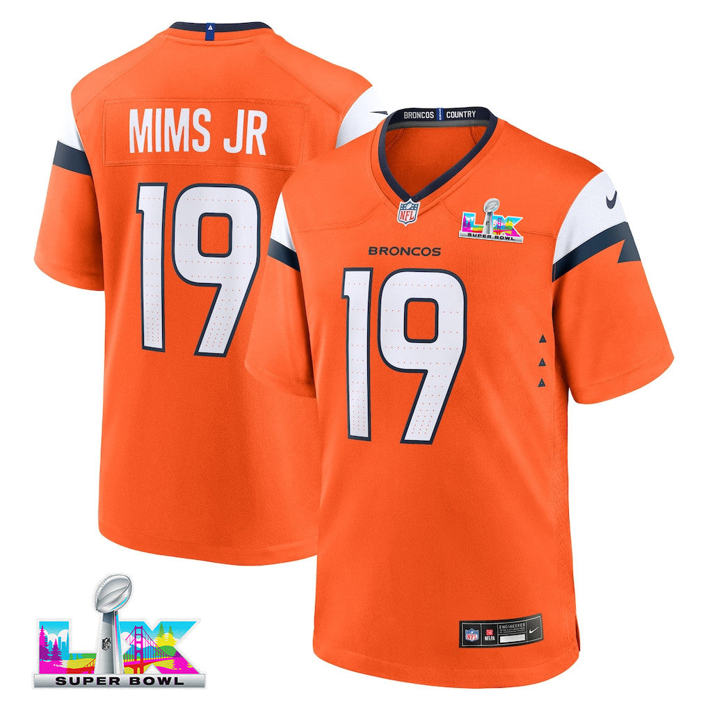 Marvin Mims Jr 19 Denver Broncos 2026 Super Bowl LX - Orange Team Game Jersey