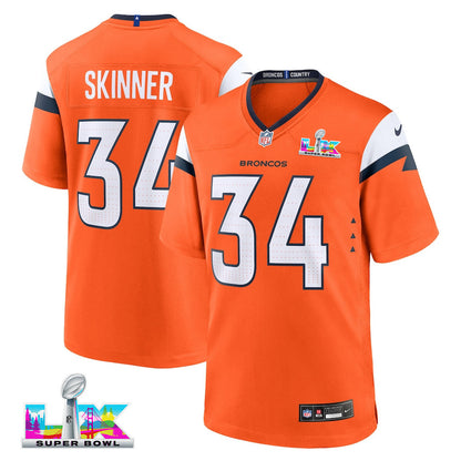 JL Skinner 34 Denver Broncos 2026 Super Bowl LX - Orange Team Game Jersey